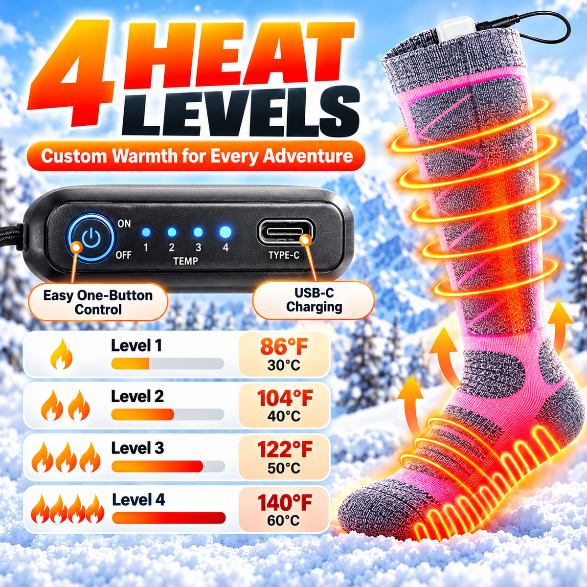Rechargeable Heated Socks – Adjustable Heat for Cold Weather