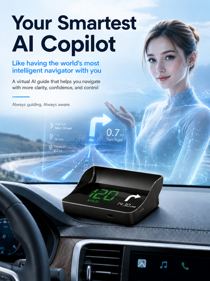 【Smart In-Car HUD Co-Pilot】Works on Sedans, SUVs, Pickups, RVs, and More!