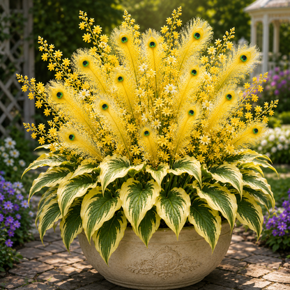 🌿 Peacock Flame Hosta Bulbs – Vibrant Multicolor Foliage for Gardens, Patios & Planters