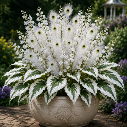 🌿 Peacock Flame Hosta Bulbs – Vibrant Multicolor Foliage for Gardens, Patios & Planters