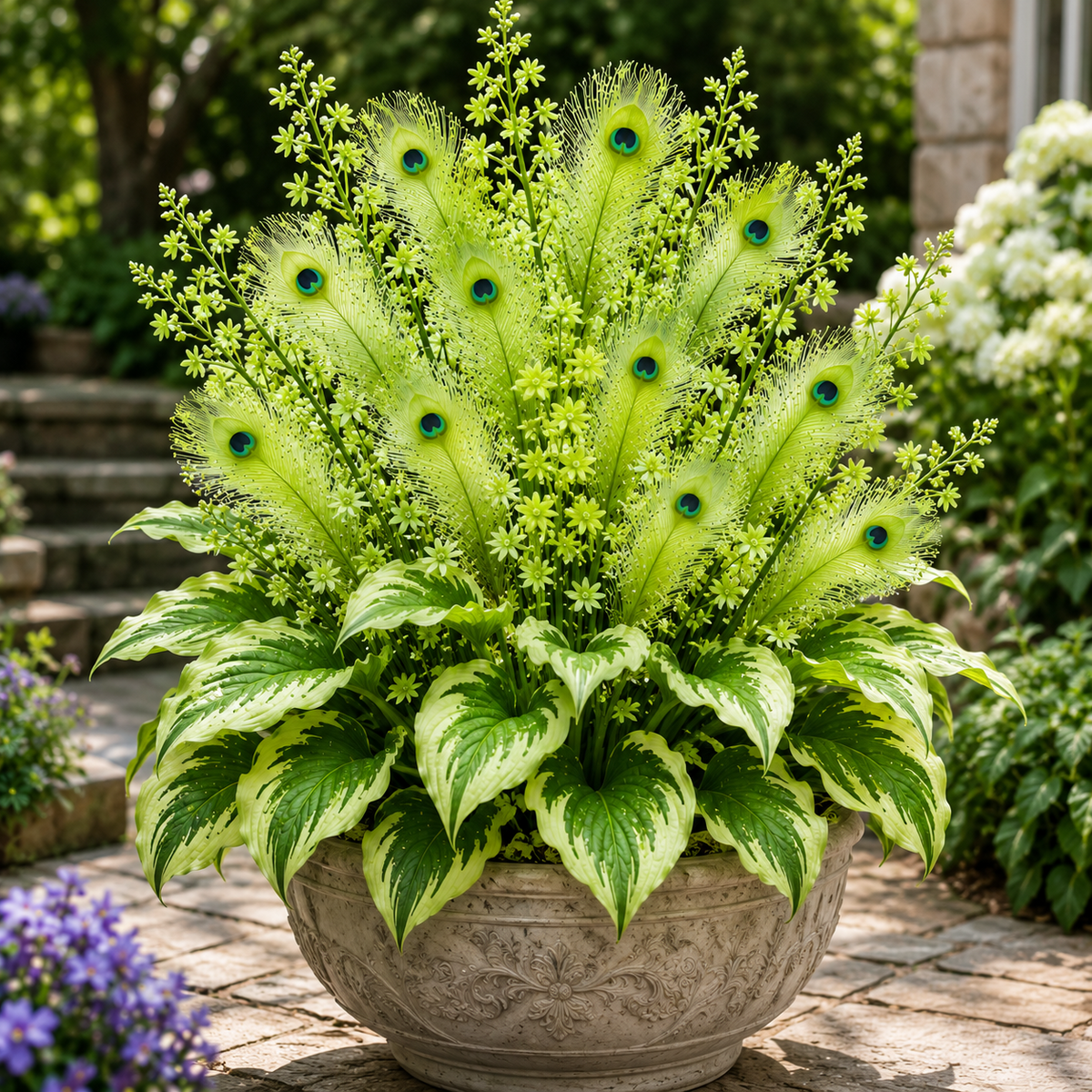 🌿 Peacock Flame Hosta Bulbs – Vibrant Multicolor Foliage for Gardens, Patios & Planters