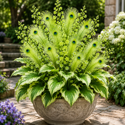 🌿 Peacock Flame Hosta Bulbs – Vibrant Multicolor Foliage for Gardens, Patios & Planters