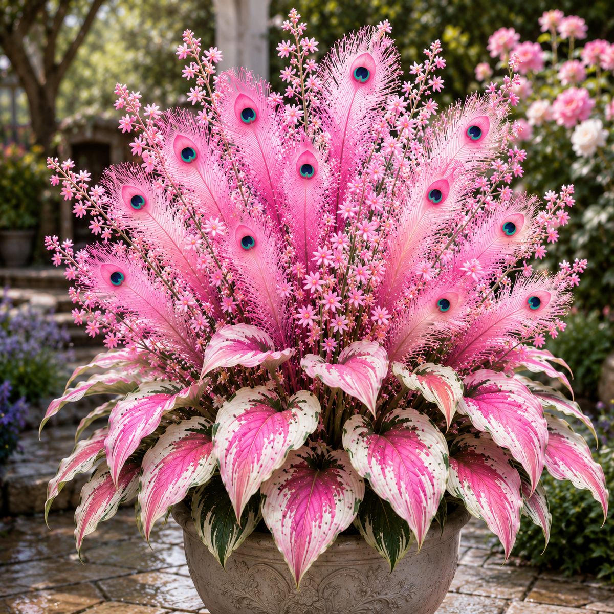 🌿 Peacock Flame Hosta Bulbs – Vibrant Multicolor Foliage for Gardens, Patios & Planters