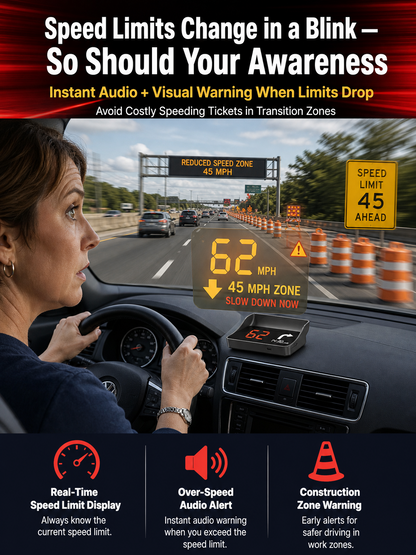 【Smart In-Car HUD Co-Pilot】Works on Sedans, SUVs, Pickups, RVs, and More!
