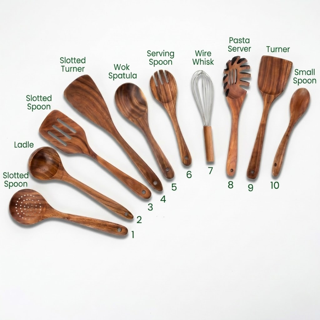 💥 Non‑Toxic Wooden Cooking Tools✅Wood Utensil Set