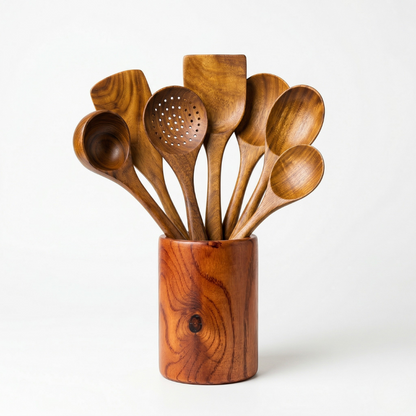 💥 Non‑Toxic Wooden Cooking Tools✅Wood Utensil Set