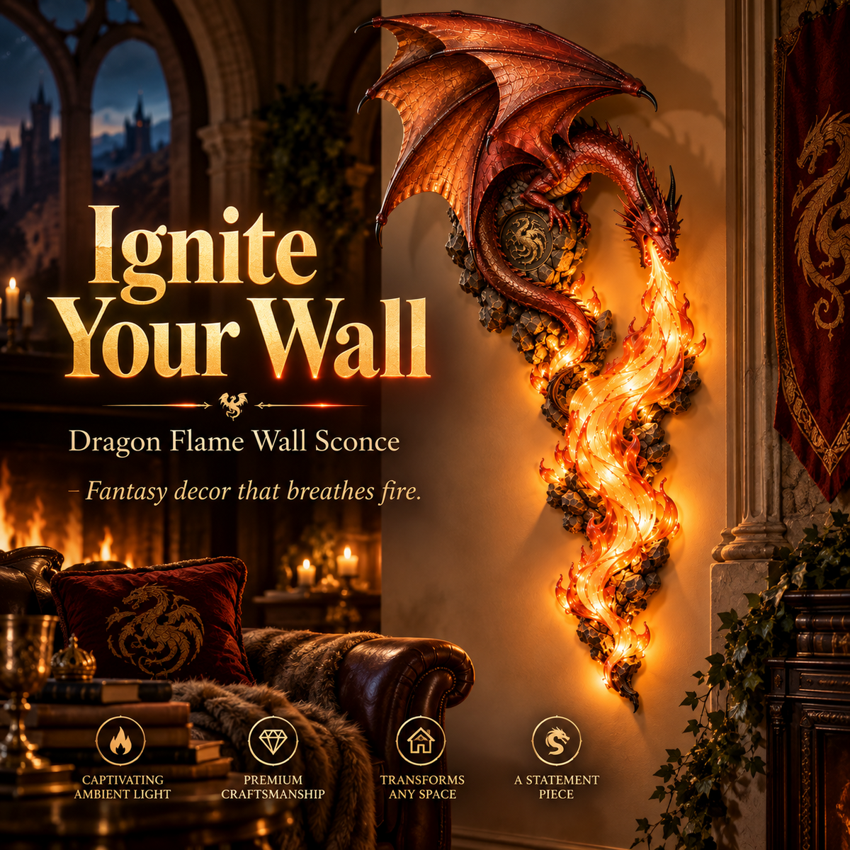 🔥Last Day 50% OFF -🐉 Dragonfire Guardian™ Wall Sconce – A Legendary Flame Awakens On Your Wall 🔥