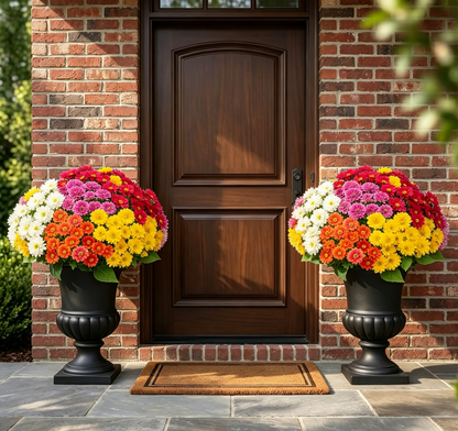 💥ON SALE💥- Artificial Outdoor Sunset Mums Flowers - UV resistant, Waterproof, Windproof