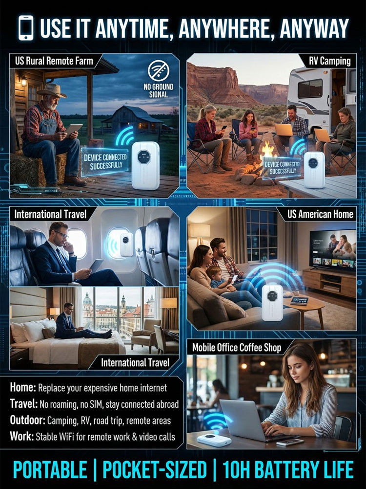 Next-Gen Satellite WiFi6+ Portable Router - 300Mbps Stay connected all day with our pocket router- Nationwide Clearance
