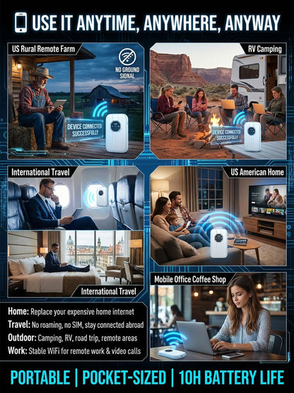 Next-Gen Satellite WiFi6+ Portable Router - 300Mbps Stay connected all day with our pocket router- Nationwide Clearance