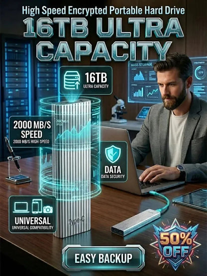 🏆Flash Sale⚡ 50K+ Sold 16TB Large-Capacity Type-C Mini Portable SSD