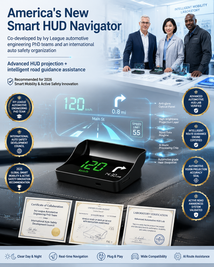 【Smart In-Car HUD Co-Pilot】Works on Sedans, SUVs, Pickups, RVs, and More!