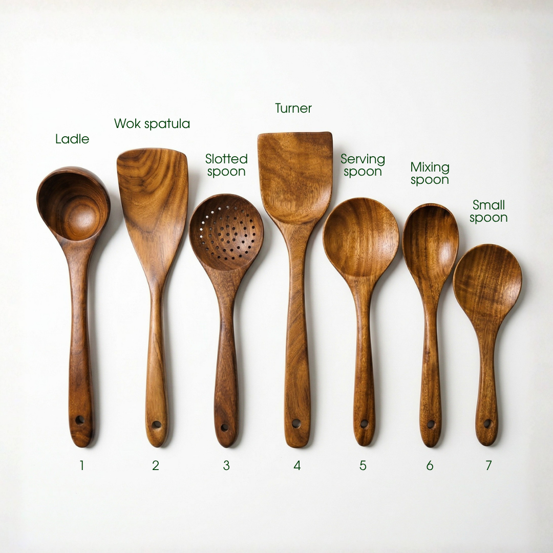 💥 Non‑Toxic Wooden Cooking Tools✅Wood Utensil Set