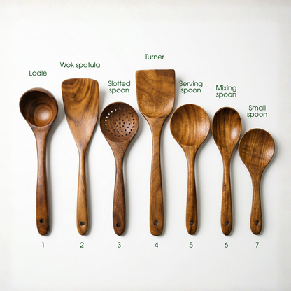 💥 Non‑Toxic Wooden Cooking Tools✅Wood Utensil Set