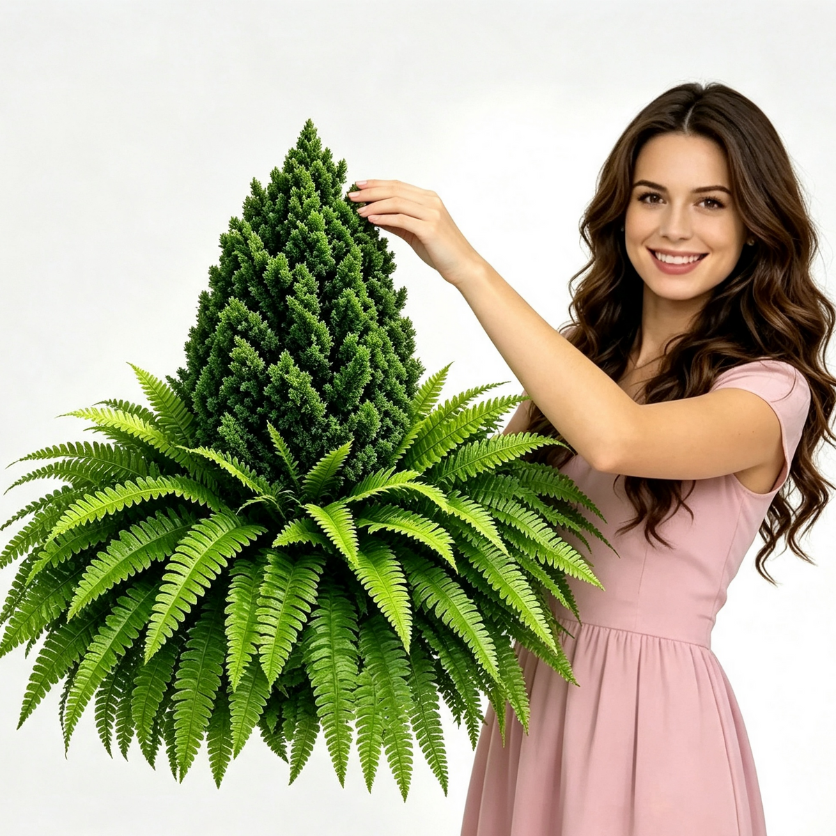 💥Last Day 70% OFF🌱 Lush Artificial UV Resistant Pine & Boston Fern Potted Plant