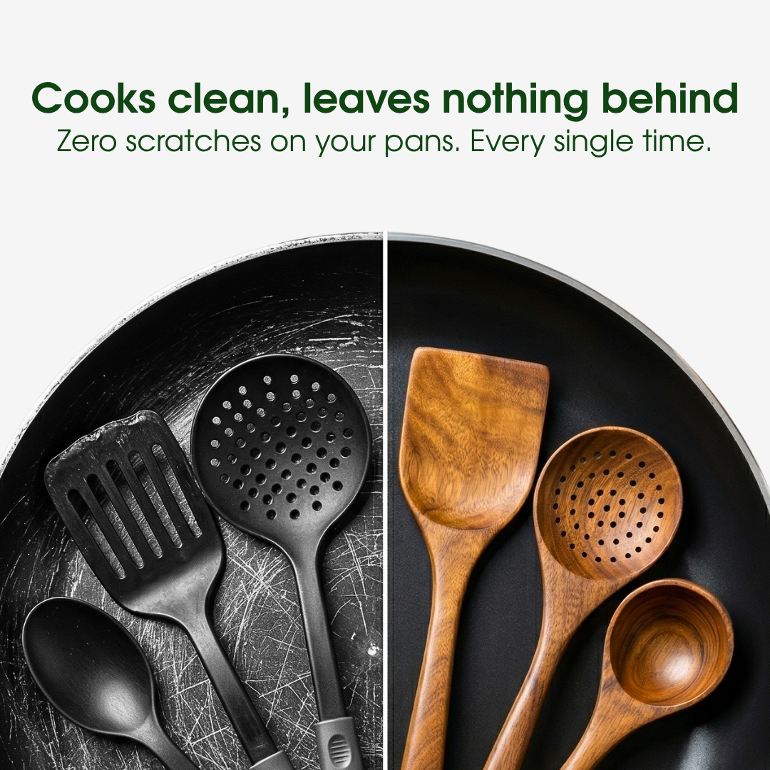 💥 Non‑Toxic Wooden Cooking Tools✅Wood Utensil Set