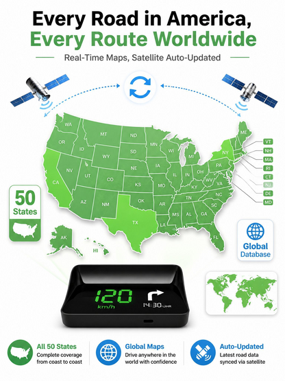 【Smart In-Car HUD Co-Pilot】Works on Sedans, SUVs, Pickups, RVs, and More!