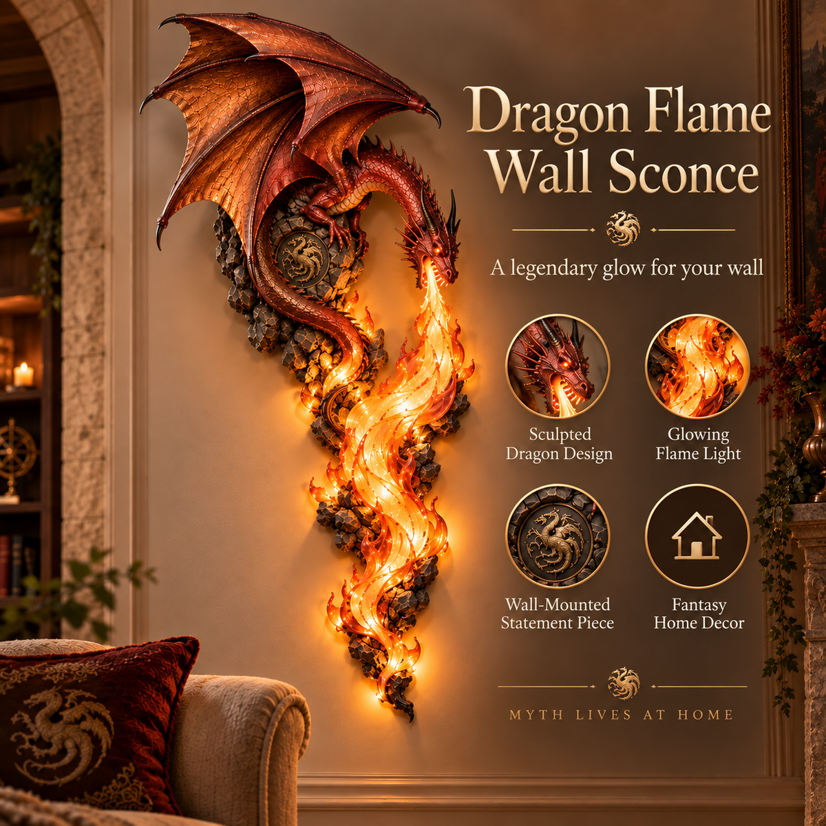 🔥Last Day 50% OFF -🐉 Dragonfire Guardian™ Wall Sconce – A Legendary Flame Awakens On Your Wall 🔥