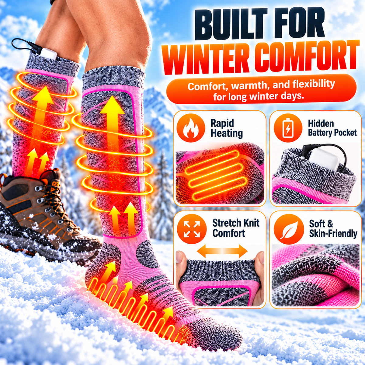 Rechargeable Heated Socks – Adjustable Heat for Cold Weather